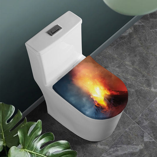 Volcano Eruption Print Toilet Lid Cover