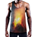 Volcano Eruption Print Men's Workout Tank Top