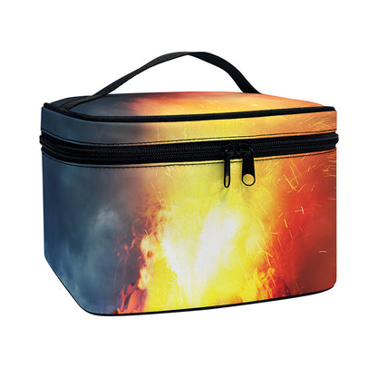Volcano Eruption Print Travel Makeup Bag