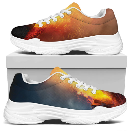 Volcano Eruption Print White Chunky Shoes