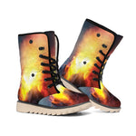 Volcano Eruption Print Winter Boots