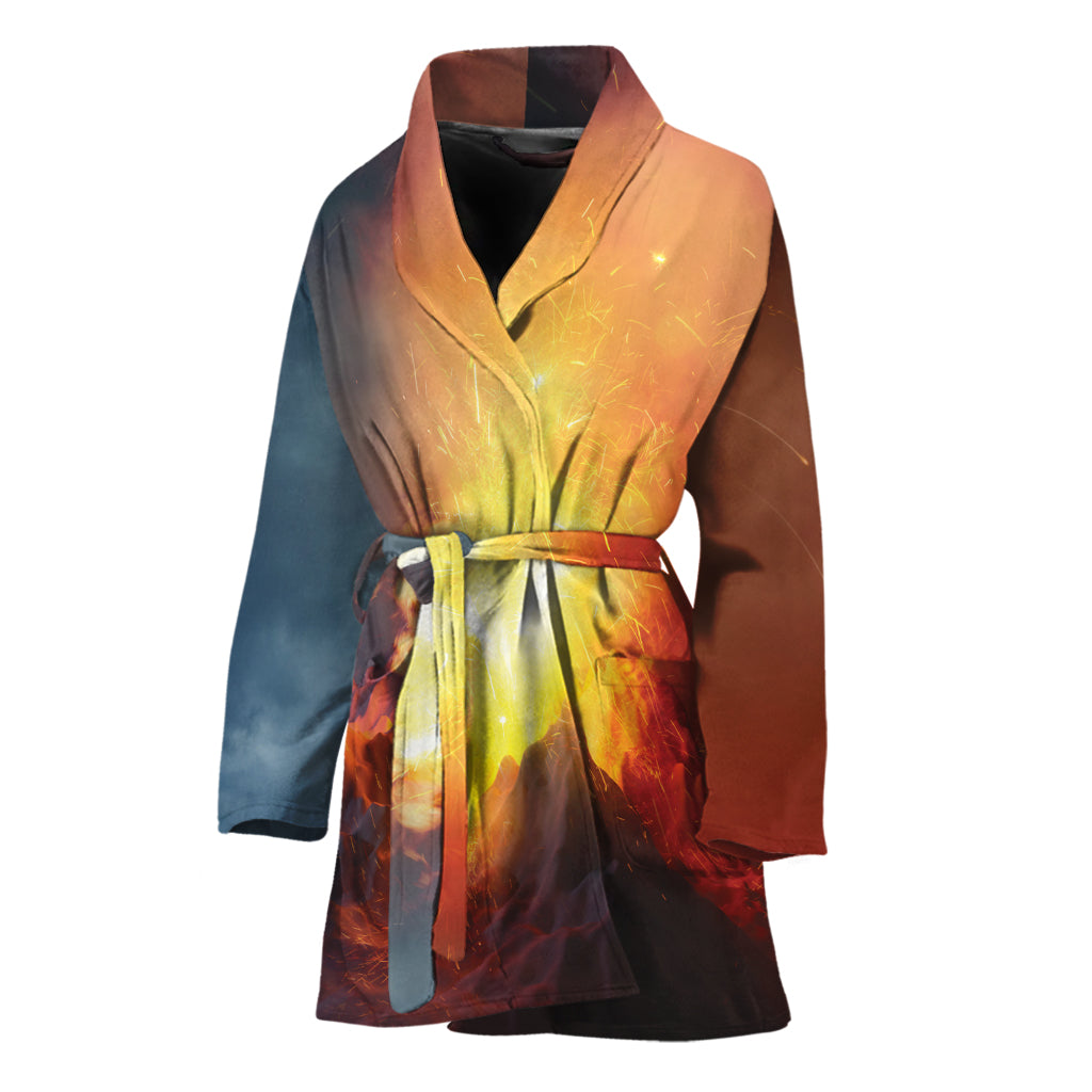 Volcano Eruption Print Women's Bathrobe