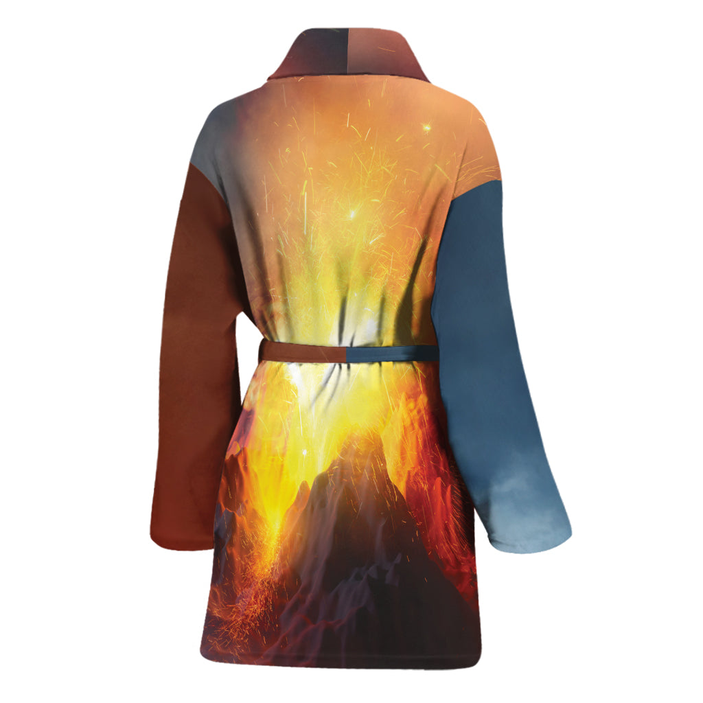 Volcano Eruption Print Women's Bathrobe