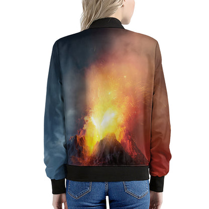 Volcano Eruption Print Women's Bomber Jacket