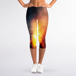 Volcano Eruption Print Women's Capri Leggings