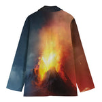 Volcano Eruption Print Women's Cotton Blazer
