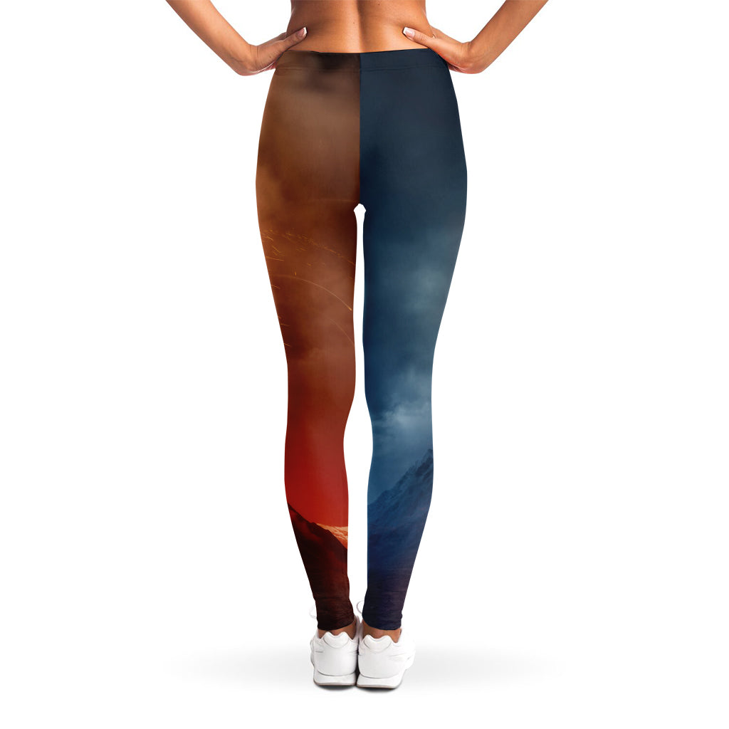 Volcano Eruption Print Women's Leggings