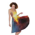 Volcano Eruption Print Women's Sleeveless Dress
