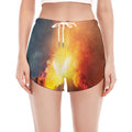 Volcano Eruption Print Women's Split Running Shorts