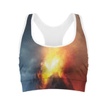 Volcano Eruption Print Women's Sports Bra