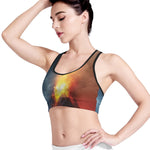 Volcano Eruption Print Women's Sports Bra