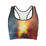 Volcano Eruption Print Women's Sports Bra