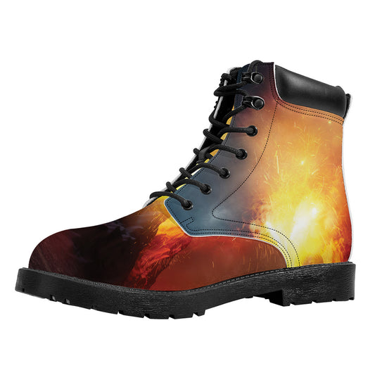 Volcano Eruption Print Work Boots