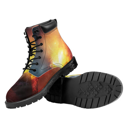 Volcano Eruption Print Work Boots