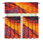Volcano Lava Print 3 Piece Kitchen Curtains