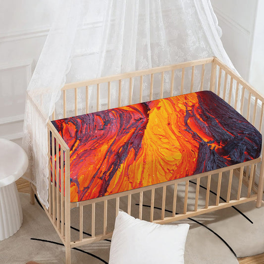 Volcano Lava Print Baby Crib Sheet
