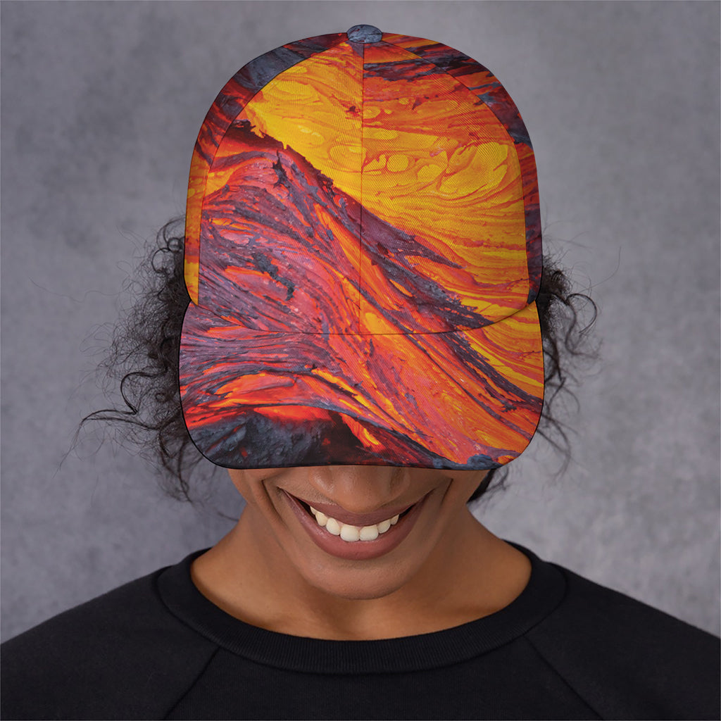 Volcano Lava Print Baseball Cap