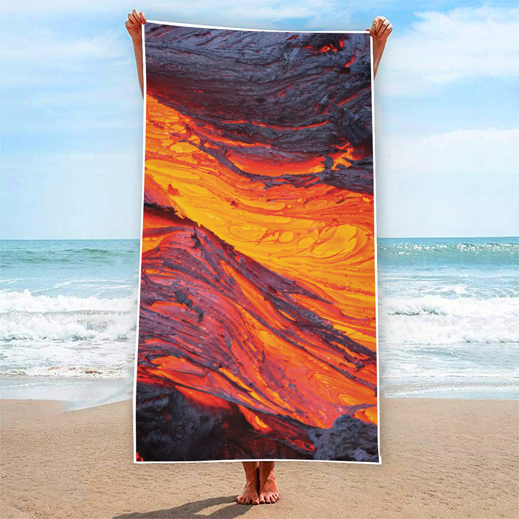 Volcano Lava Print Beach Towel