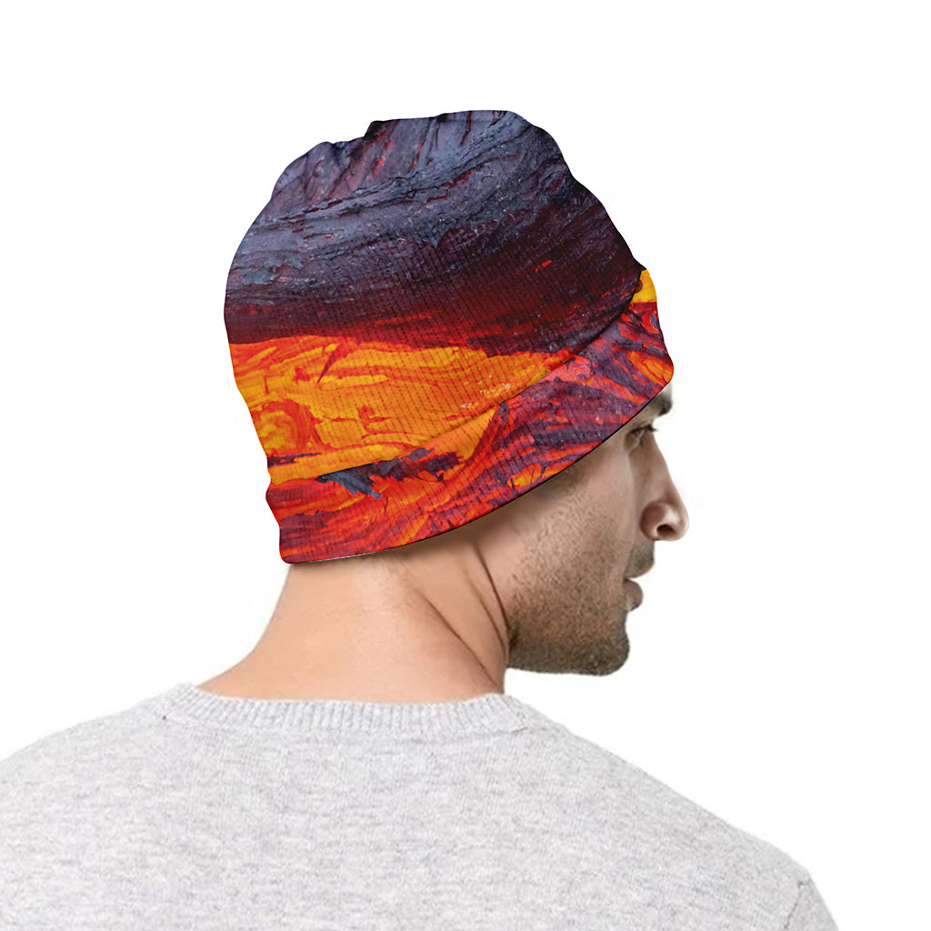 Volcano Lava Print Beanie