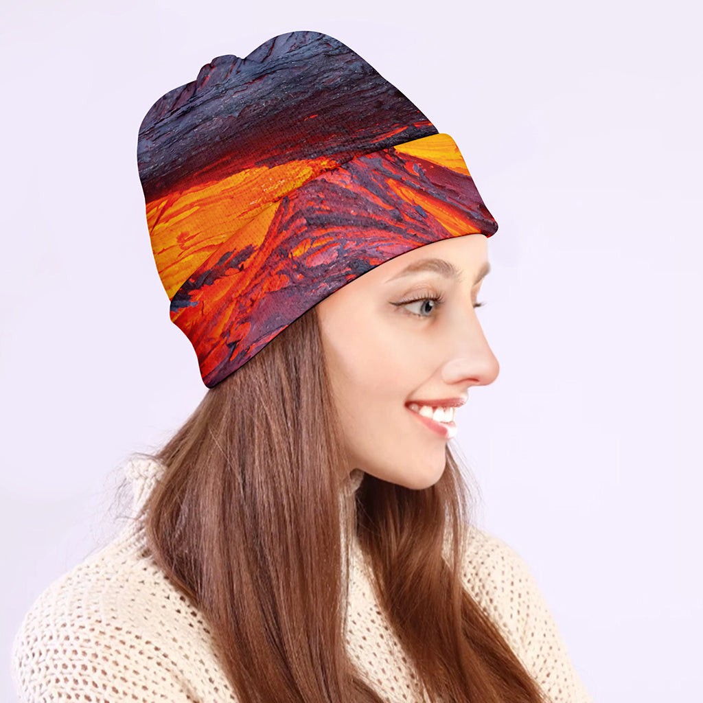 Volcano Lava Print Beanie