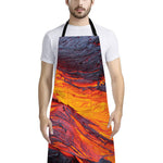 Volcano Lava Print Bib Apron With Pocket