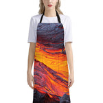 Volcano Lava Print Bib Apron With Pocket