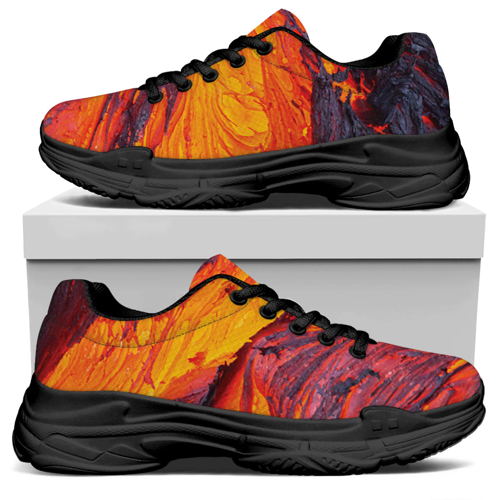 Volcano Lava Print Black Chunky Shoes