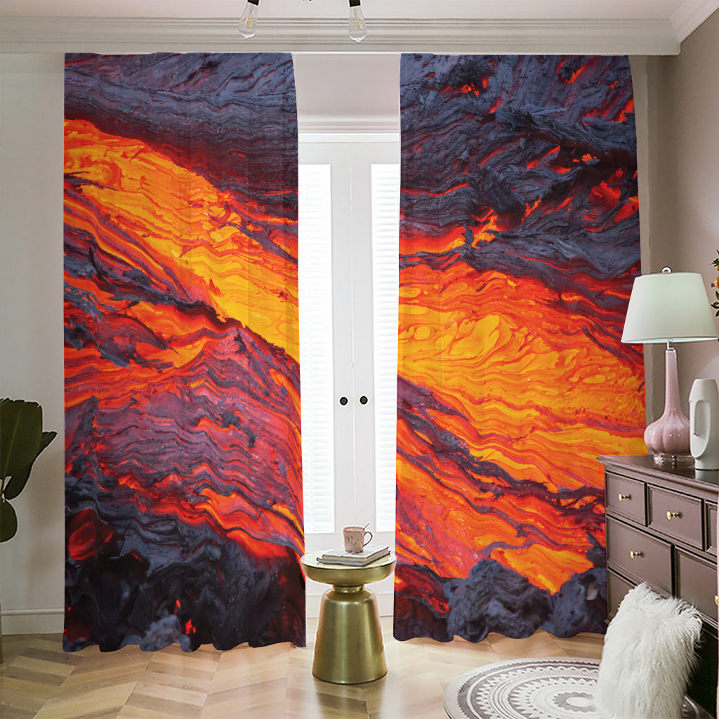 Volcano Lava Print Blackout Pencil Pleat Curtains