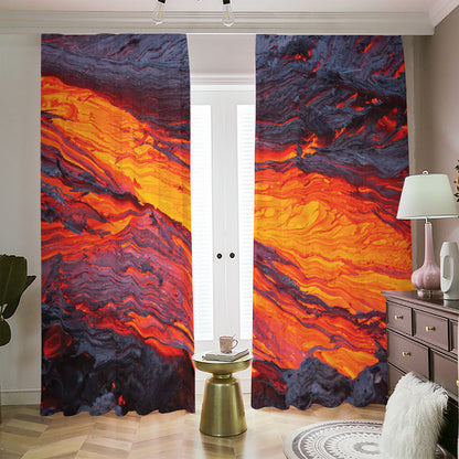 Volcano Lava Print Blackout Pencil Pleat Curtains