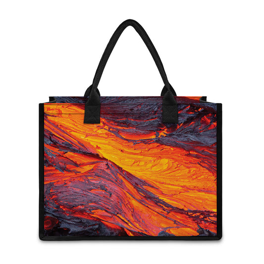 Volcano Lava Print Canvas Tote Bag