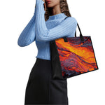 Volcano Lava Print Canvas Tote Bag