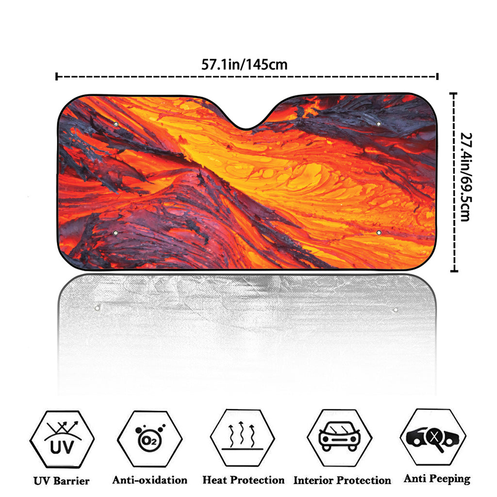 Volcano Lava Print Car Windshield Sun Shade