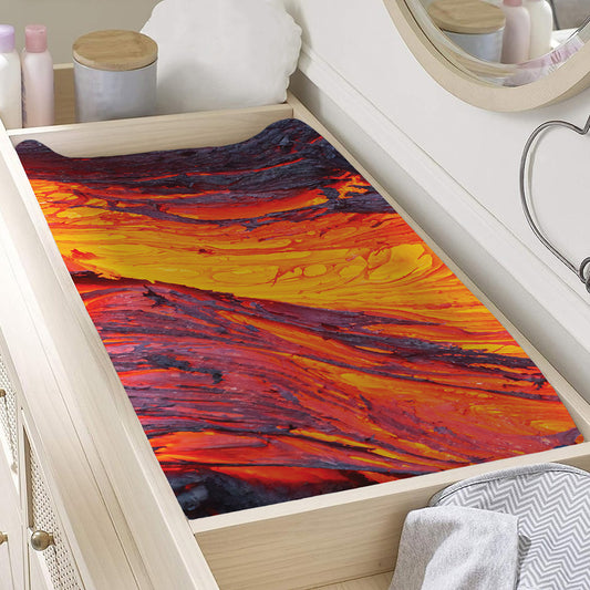 Volcano Lava Print Changing Pad Cover