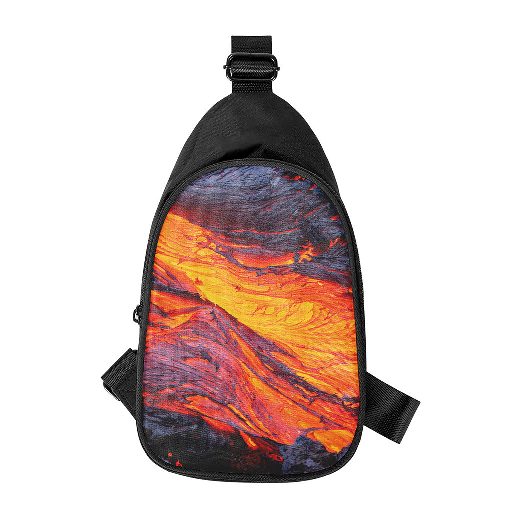 Volcano Lava Print Chest Bag