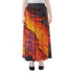 Volcano Lava Print Chiffon Maxi Skirt