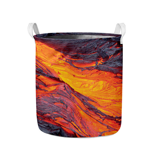 Volcano Lava Print Collapsible Laundry Basket