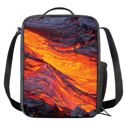Volcano Lava Print Crossbody Lunch Bag