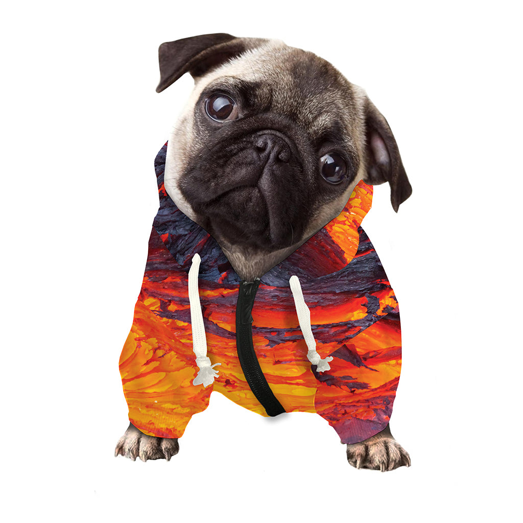 Volcano Lava Print Dog Zip Up Hoodie