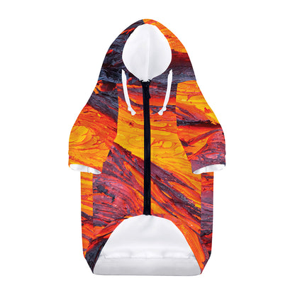 Volcano Lava Print Dog Zip Up Hoodie
