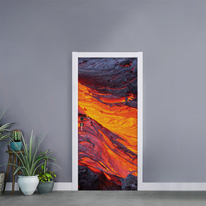 Volcano Lava Print Door Sticker