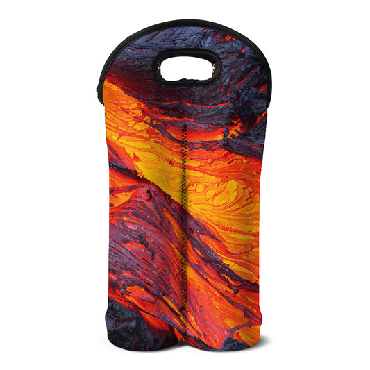 Volcano Lava Print Double Neoprene Wine Tote