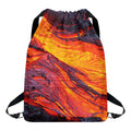 Volcano Lava Print Drawstring Backpack
