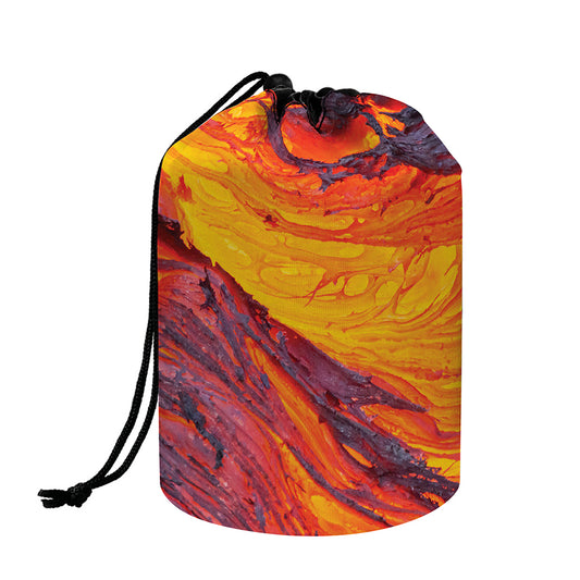 Volcano Lava Print Drawstring Makeup Bag