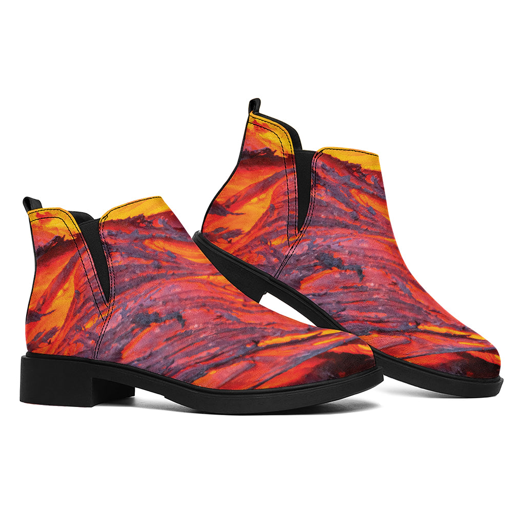 Volcano Lava Print Flat Ankle Boots