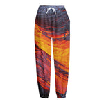 Volcano Lava Print Fleece Lined Knit Pants