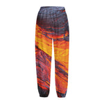 Volcano Lava Print Fleece Lined Knit Pants