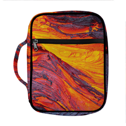 Volcano Lava Print Front Pocket Bible Bag