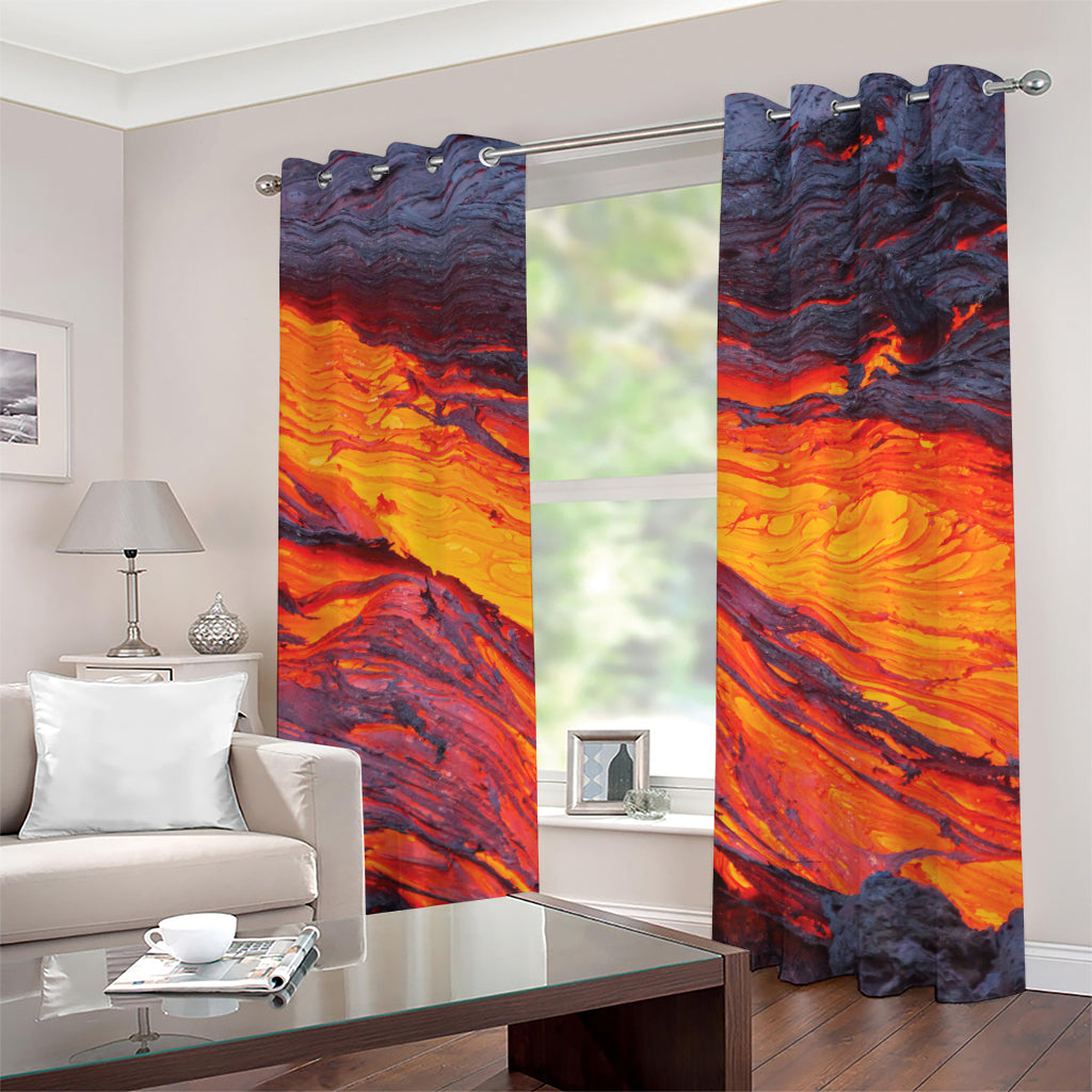 Volcano Lava Print Grommet Curtains