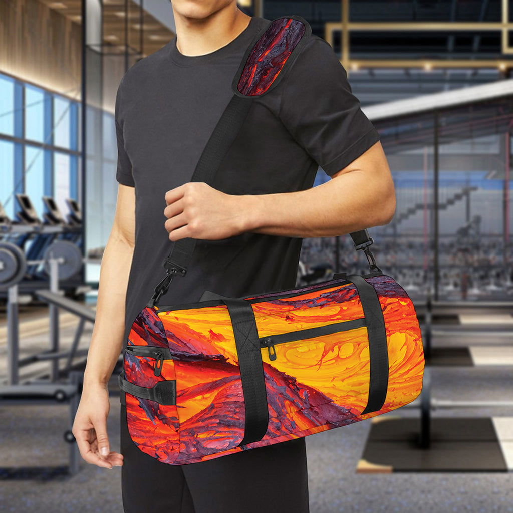 Volcano Lava Print Gym Bag