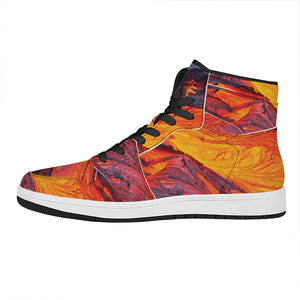 Volcano Lava Print High Top Leather Sneakers